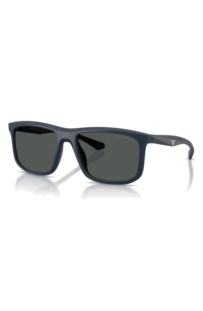 Emporio Armani 57mm Square Sunglasses, Alternate, color, Matte Blue / Dark Grey
