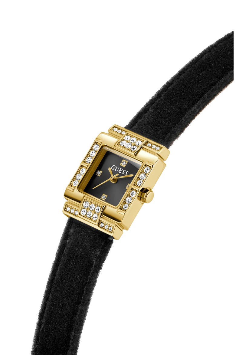 Taylor Square Leather Strap Watch, 21mm, Alternate, color, BLACK