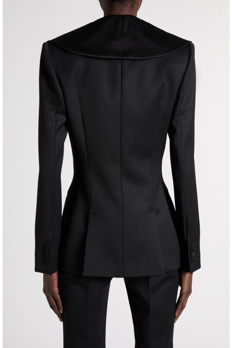 Ruffle Neck Wool Jacket, Alternate, color, BLACK