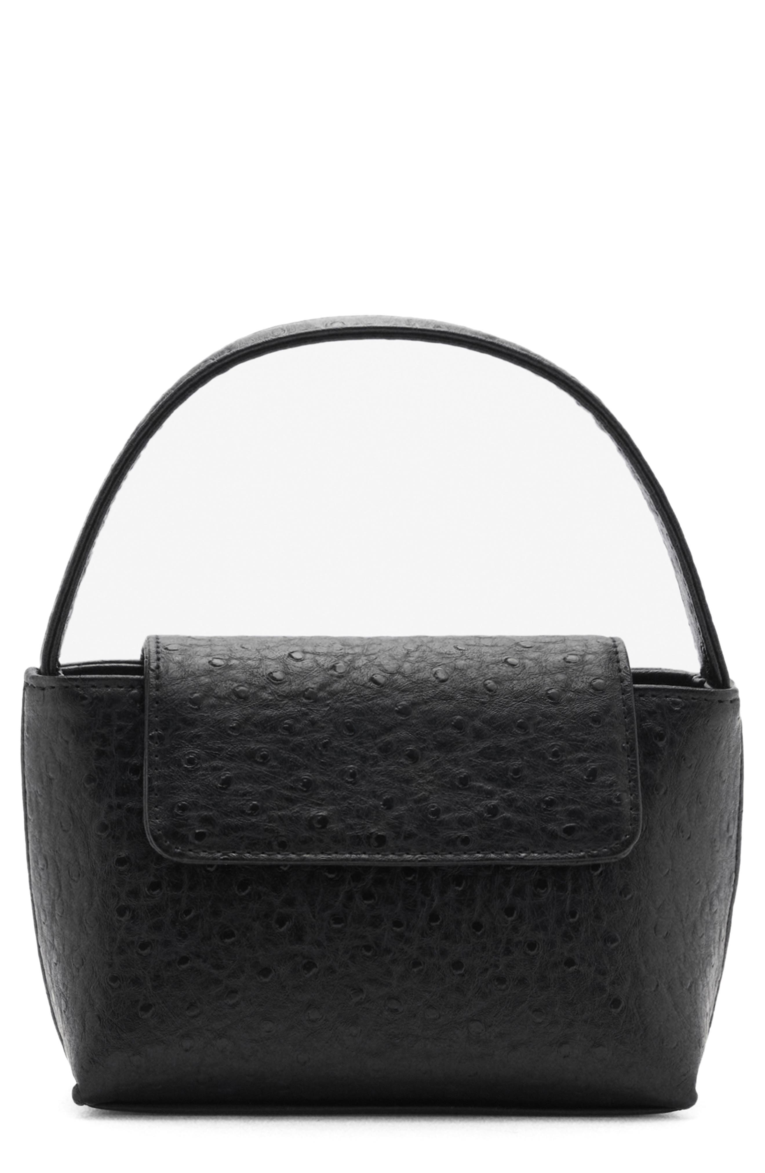 MANGO Croc Embossed Faux Leather Bag, Main, color, 