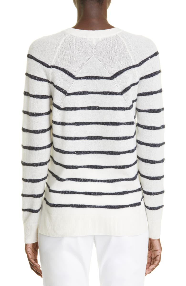 Lafayette 148 New York Stripe Cashmere Blend Sweater, Alternate, color,