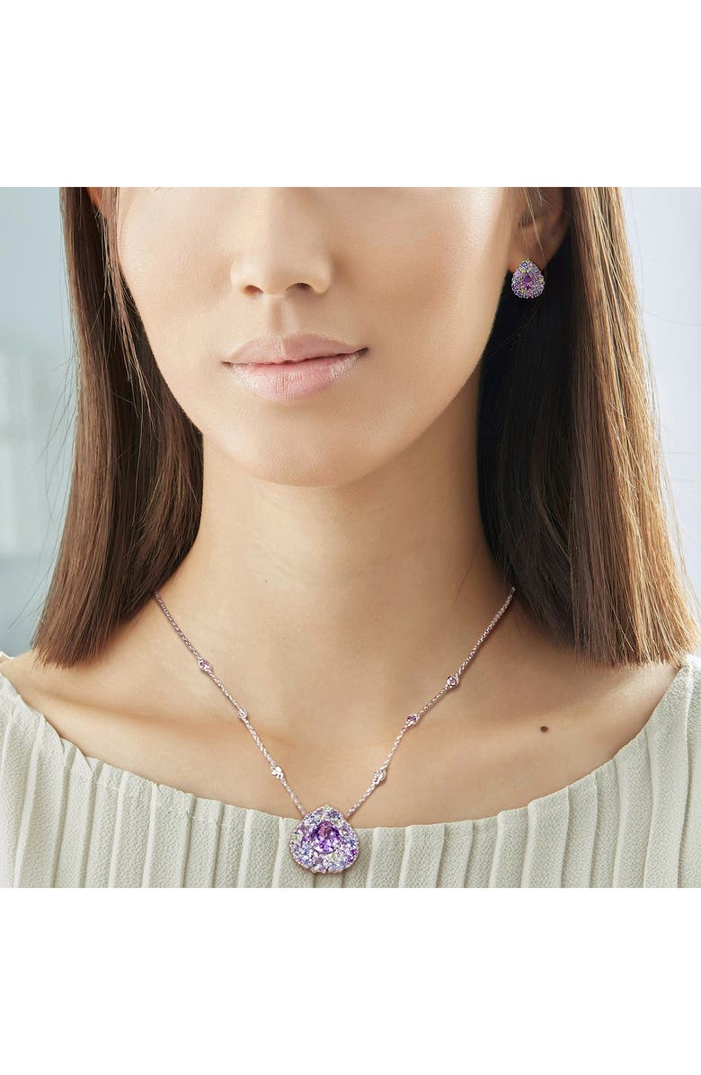 DELMAR Teardrop Stone Cluster Pendant Necklace & Stud Earrings Set, Alternate, color, Purple Multi