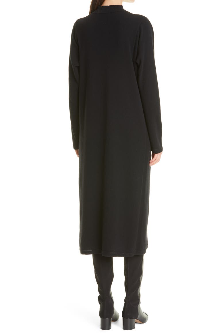Sparkle Long Sleeve Wool & Cashmere Midi Dress, Alternate, color, BLACK