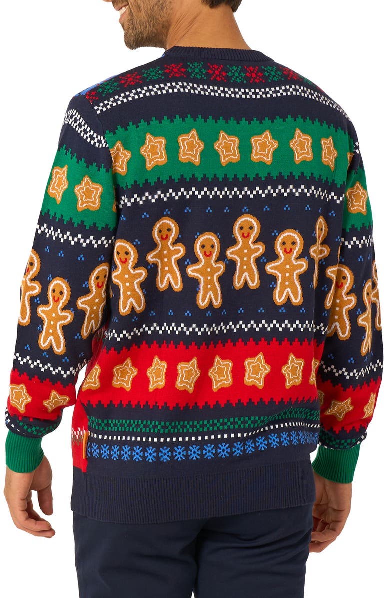OppoSuits Gingerbread Christmas Crewneck Sweater, Alternate, color, Red Multi