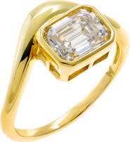 BY ADINA EDEN Moissanite Bezel Emerald Swirled Ring