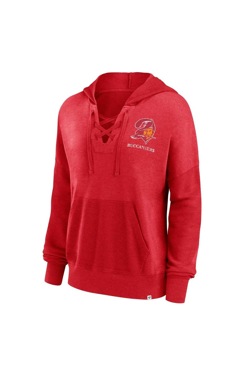 FANATICS Women's Fanatics Branded Red Tampa Bay Buccaneers Heritage Snow Wash French Terry Lace-Up Pullover Hoodie, Alternate, color, Red