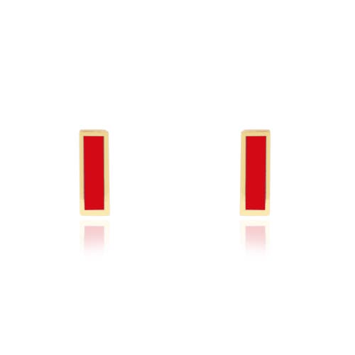 The Lovery Fine Jewelry Coral Bar Stud Earrings In Orange