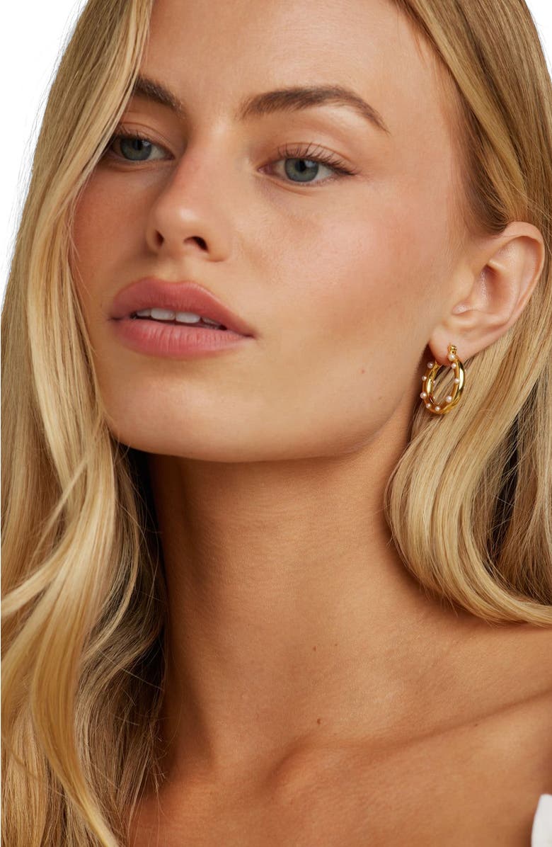 Untamed Petals Paris Pearl Hoops, Alternate, color, Gold