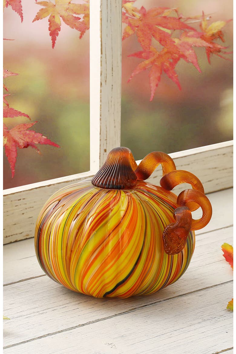 Multi Striped Glass Pumpkins, Alternate, color, Yellow