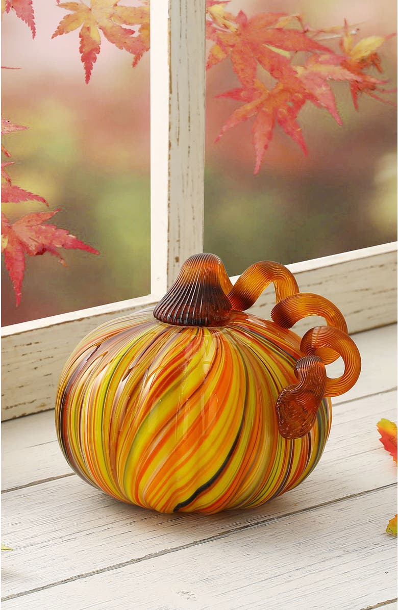 Glitzhome Multi Striped Glass Pumpkins, Alternate, color, 