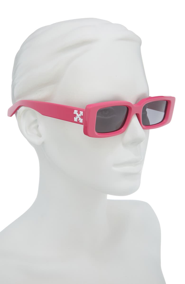 Off-White Arthur 50mm Rectangular Sunglasses, Alternate, color, Pink Dark Grey