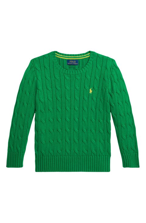 Kids' Cabled Cotton Crewneck Sweater (Toddler & Little Kid)