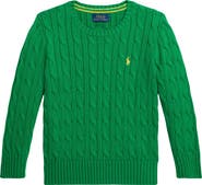 Polo Ralph Lauren Kids' Cabled Cotton Crewneck Sweater
