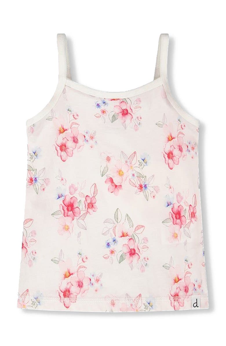 Deux par Deux Organic Cotton Flowers Tank Underwear, Main, color, Pink Printed Flowers