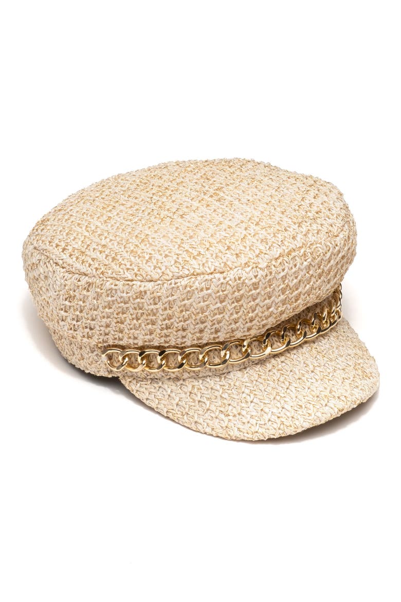 Woven Marine Cap, Main, color, CREAM/ GOLD