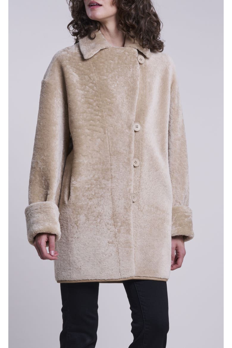 Genuine Shearling Coat, Main, color, Beige