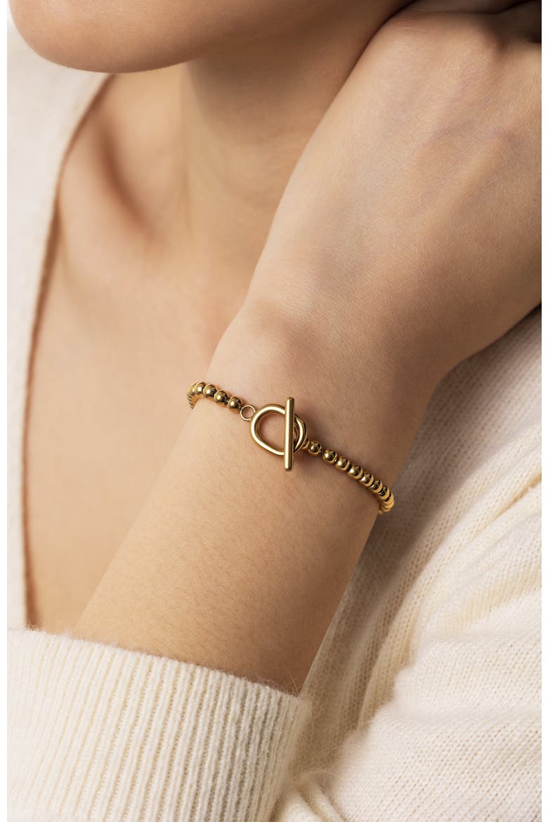 Toggle Clasp Beaded Bracelet, Alternate, color, Gold Tone