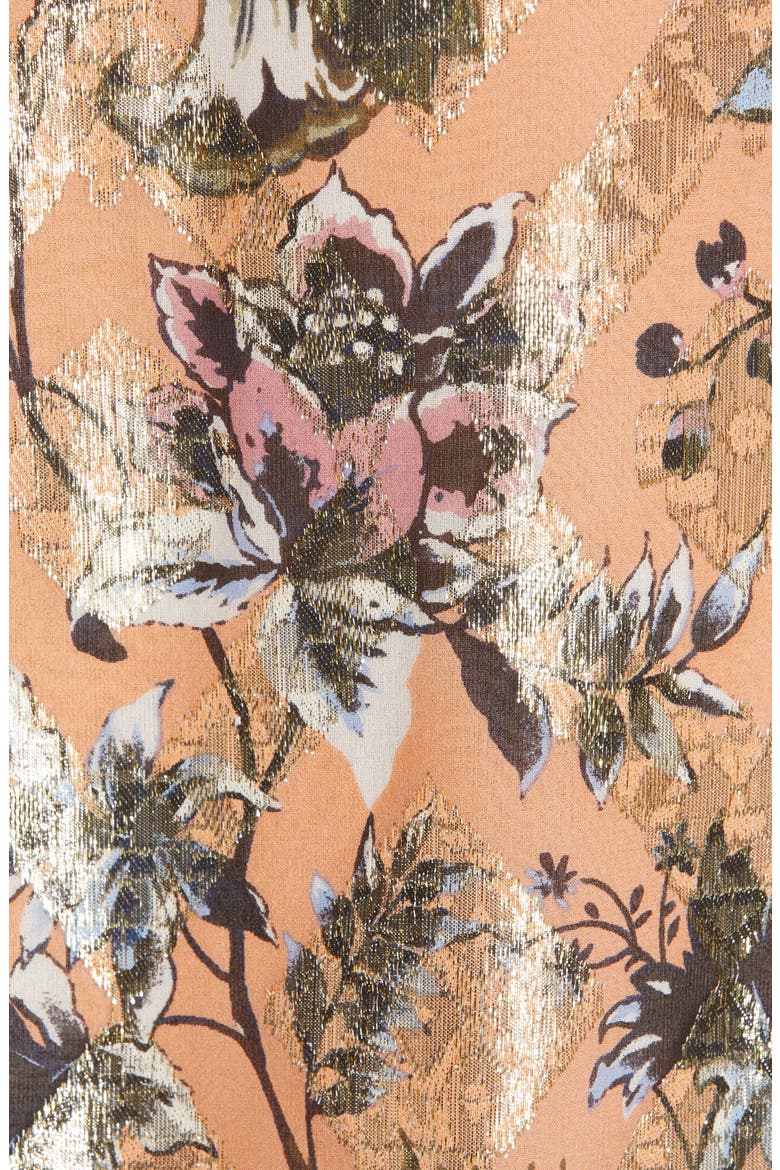 Lottie Metallic Detail Sleeveless Silk Blend Blouse, Alternate, color, PORCELAIN FLOWERS DUSTY CORAL