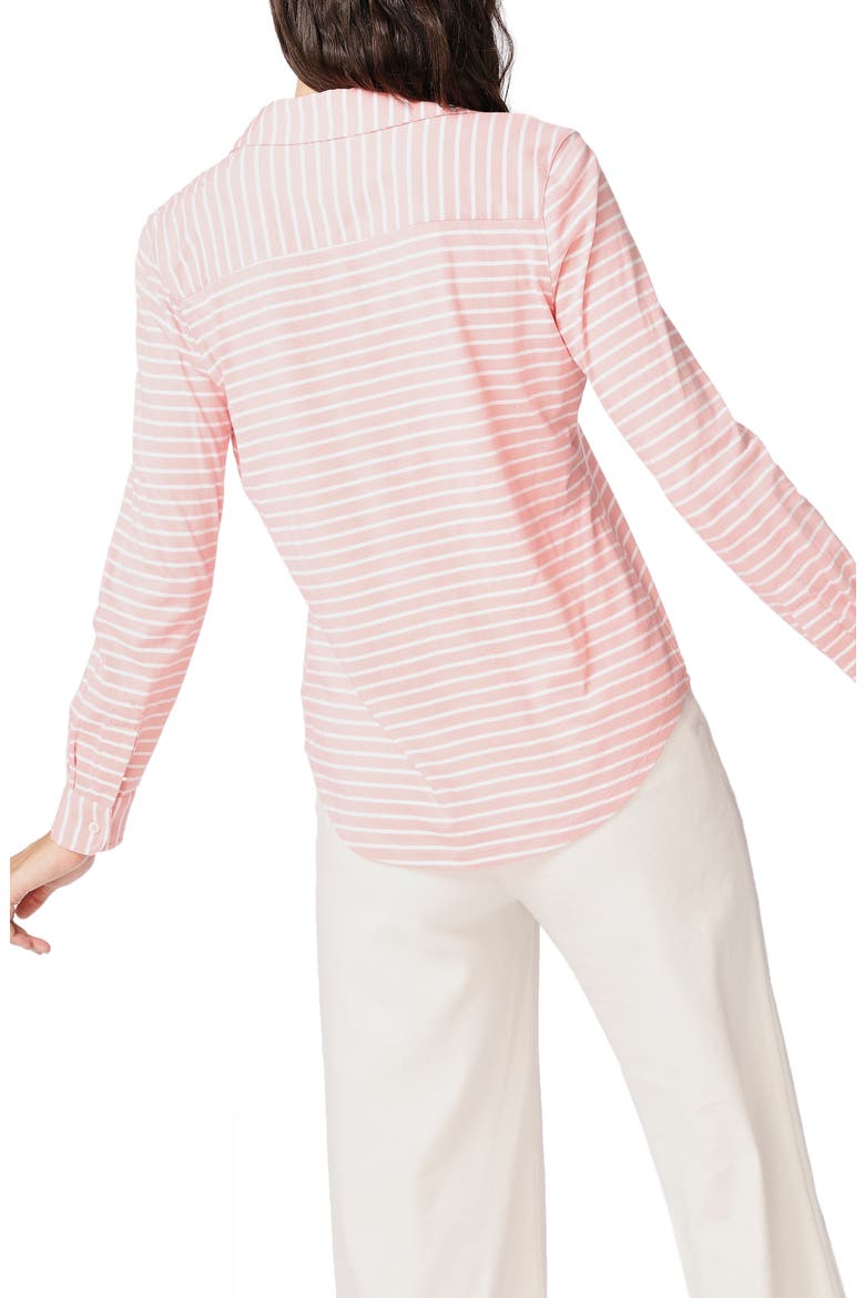 Classic Stripe Cotton Button-Up Blouse, Alternate, color, CHEEKY PEACH