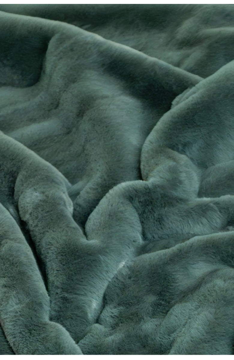 Sea To Me Blankets Santa Cruz Faux Fur Throw Blanket, Alternate, color, Forest Green