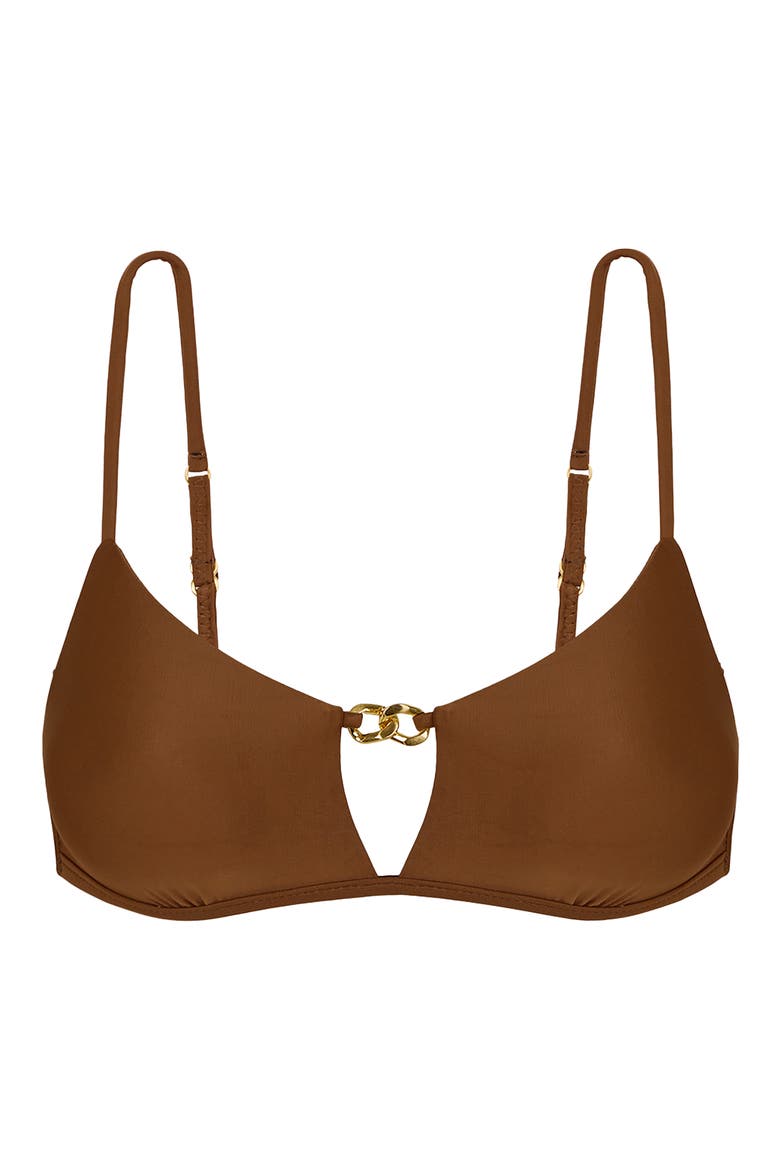 Angie Cutout Bikini Top, Alternate, color, BROWN