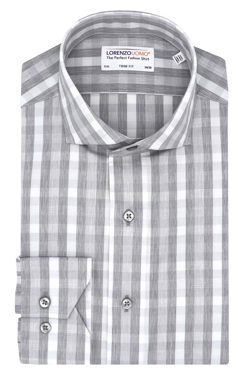 Lorenzo Uomo Trim Fit Heathered Gingham Dress Shirt, Main, color,