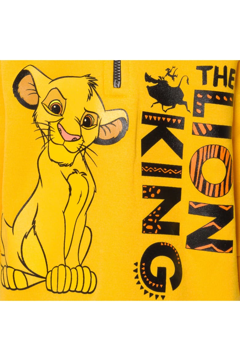 Lion King Fleece Quarter-Zip Hooded Sweatshirt, Alternate, color, Yellow Simba