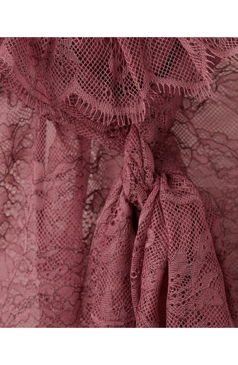 MANGO Ruffle Tie Neck Lace Top, Alternate, color,