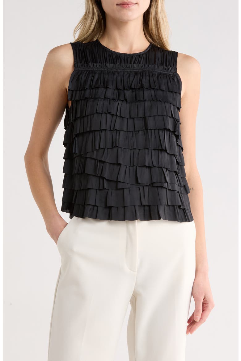 Quinn Sleeveless Layered Ruffle Top, Main, color, NOIR
