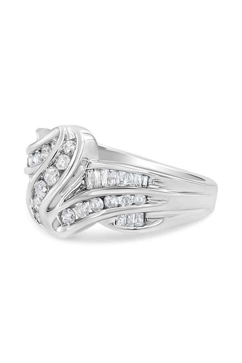 10K White Gold Ring 3/4 Ctw Diamond Bypass Ring, Alternate, color, White Gold