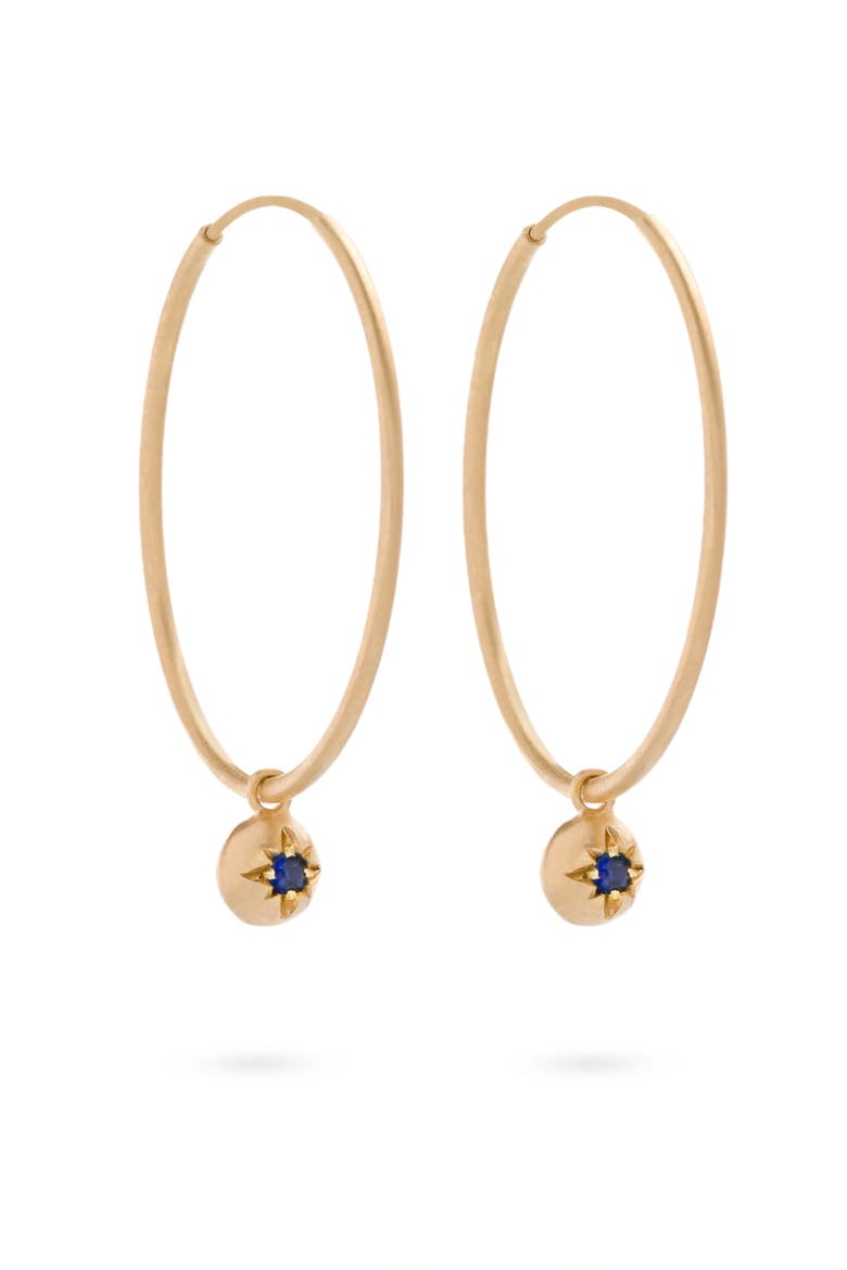 Moon Hoops Sapphire. Handmade in Italy, Main, color, Sapphire
