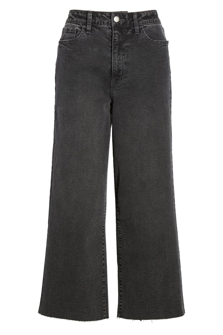Wide Leg Crop Jeans, Alternate, color, WASHED BLACK