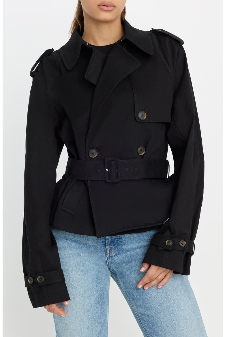 Crop Trench Jacket, Main, color, BLACK001