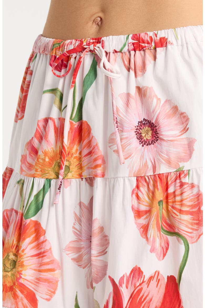 Marigold Tiered Midi Skirt, Alternate, color, IVORY POPPIES
