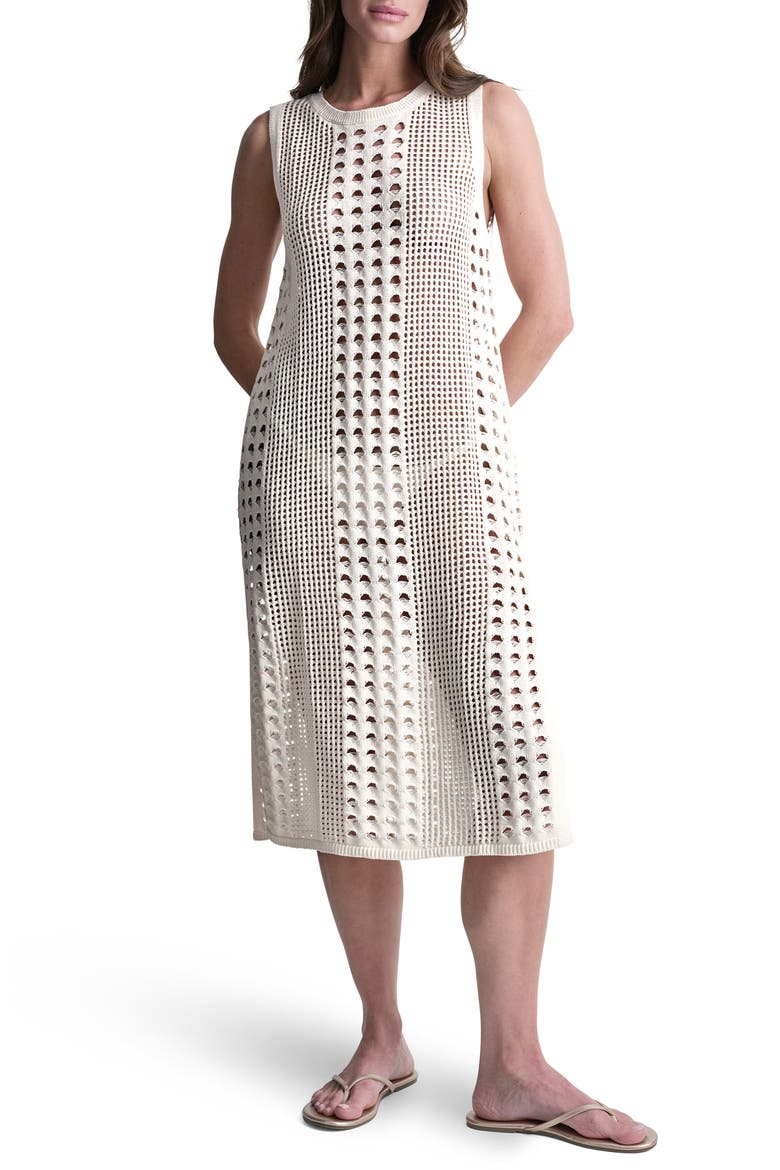 Mixed Open Stitch Sleeveless Cover Up Dress, Main, color, EGGNOG