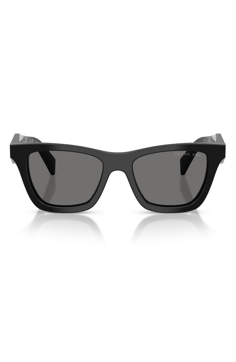 Prada 51mm Polarized Butterfly Sunglasses, Main, color, Black / Dark Grey Polar