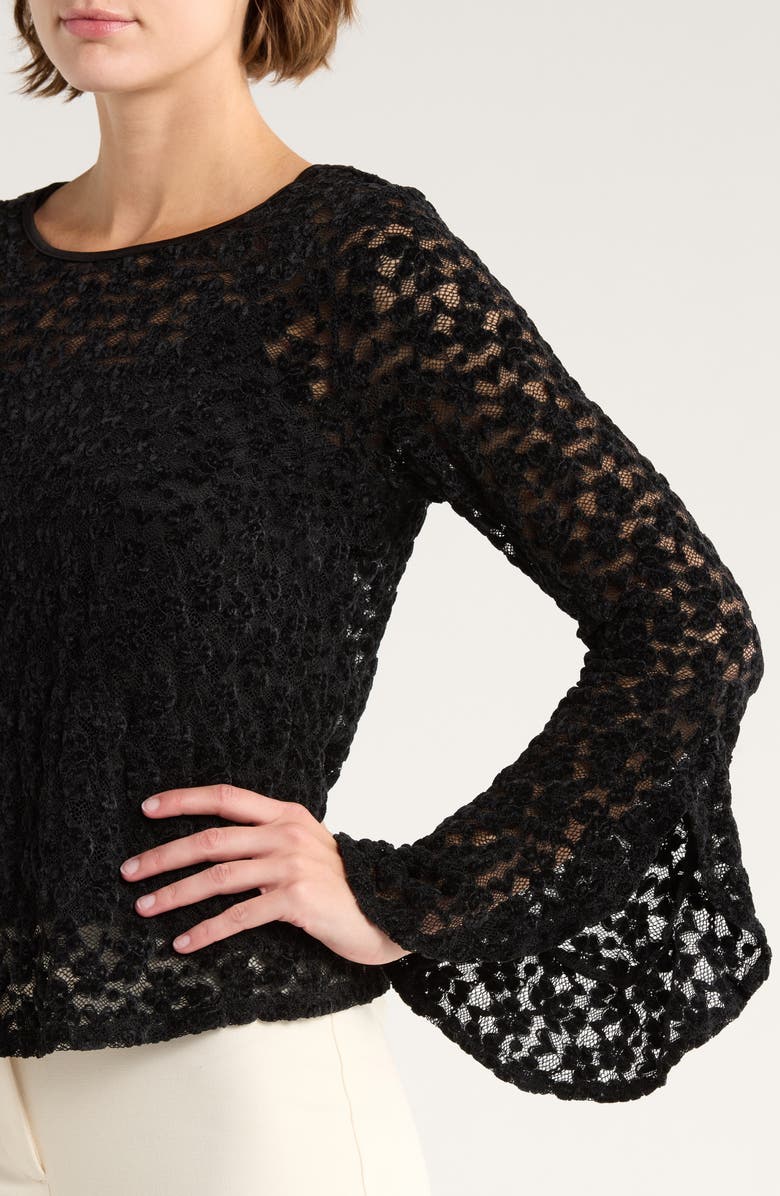 Vince Camuto Velvet Lace Top, Alternate, color, Rich Black