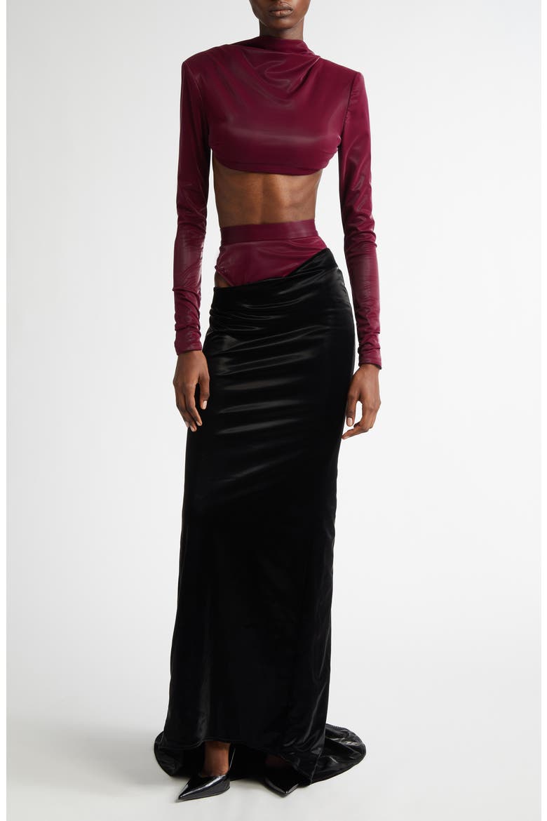 Portrait Neck Faux Leather Bolero, Alternate, color, OXBLOOD