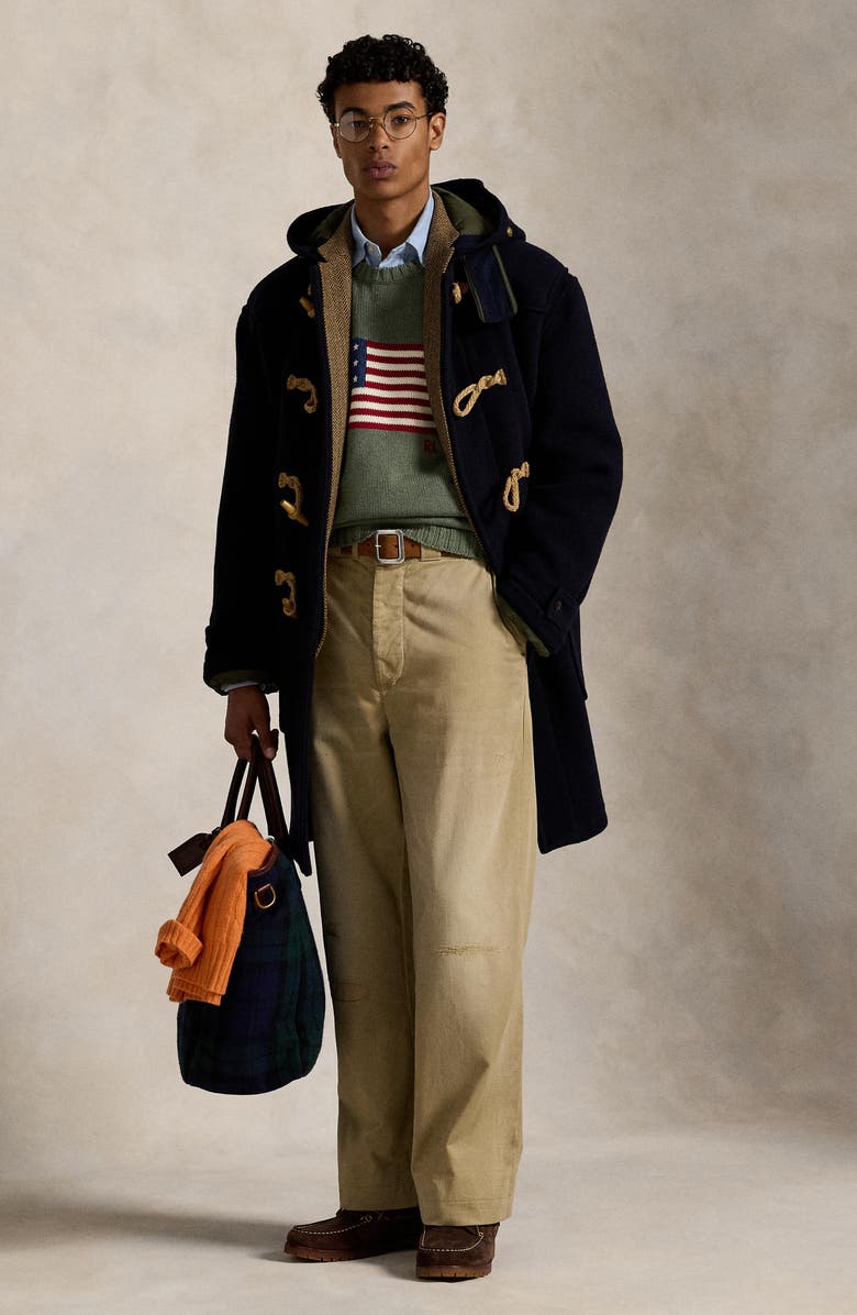 Polo Ralph Lauren Gender Inclusive Roving Flag Intarsia Cotton Sweater, Alternate, color, Camouflage Melange