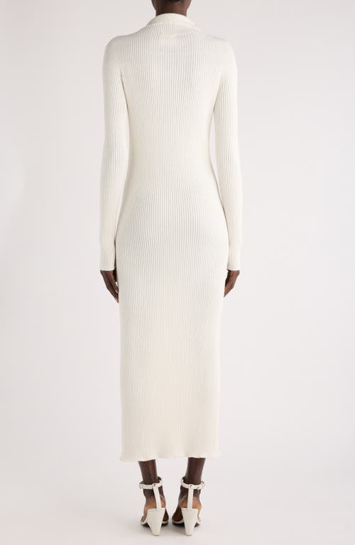 Shop Courrèges Long Sleeve Rib Sweater Dress In Heritage White