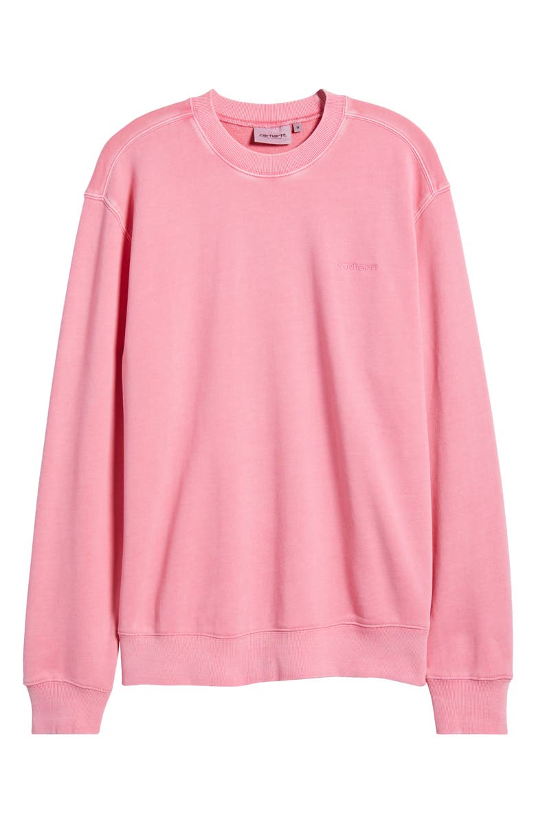 Carhartt Work In Progress Garment Dyed Script Sweatshirt, Alternate, color, Charm Pink Garment