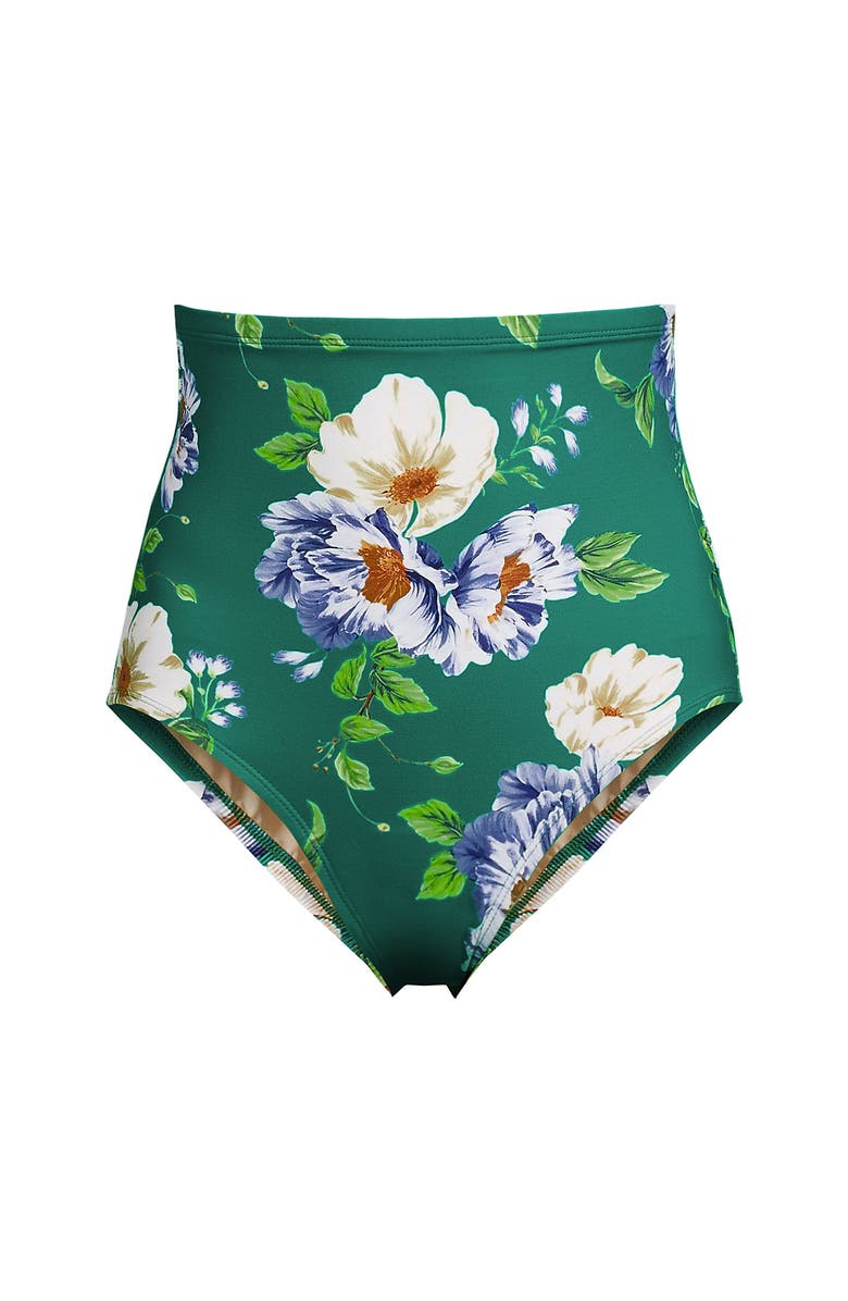 Lands' End Slender Separates Ultra High Waisted Bikini Swim Bottoms, Alternate, color, Island Emerald Petunia Floral