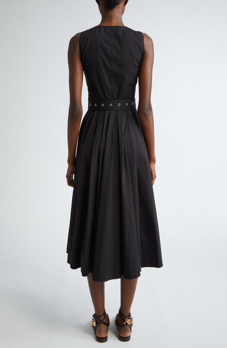Michael Kors Collection Belted Zip Front Poplin Midi Dress, Alternate, color,