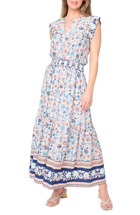 Bohemian Floral Smocked Waist Dress