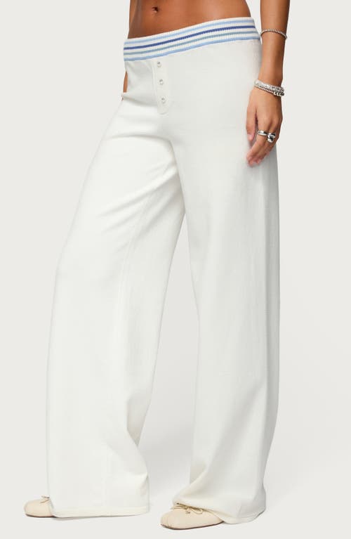 Edikted Miya Stripe Knit Pants In White