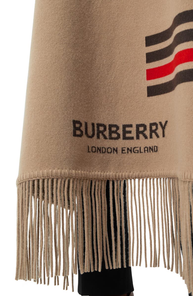 Burberry Stripe Wool & Cashmere Cape, Alternate, color,