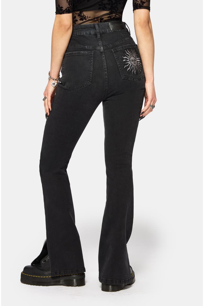 Reina Celestial Denim Kick Flare Jean, Alternate, color, Black