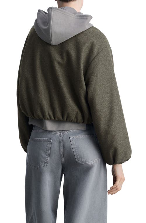 Mango Gathered Waist Bomber Jacket In Khaki Green