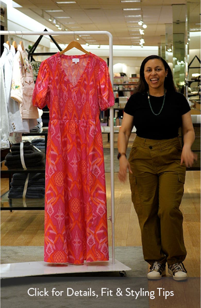Prissa Ikat Brenty Smocked Maxi Dress, sales video thumbnail