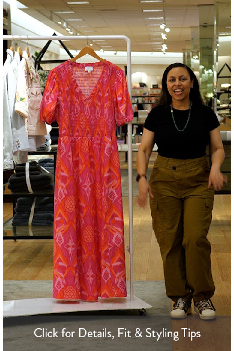 Prissa Ikat Brenty Smocked Maxi Dress video